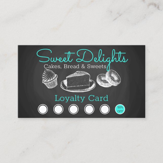 Sweet Bakery Chalkboard Professional Loyalty Card (Front)