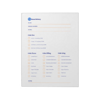 Sweet Bakery Checklist: Your Ultimate Cake Order  Notepad