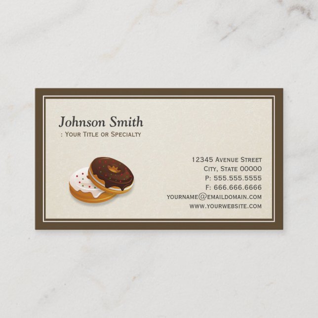Sweet Bakery Doughnuts Baker - Simple Professional Business Card (Front)