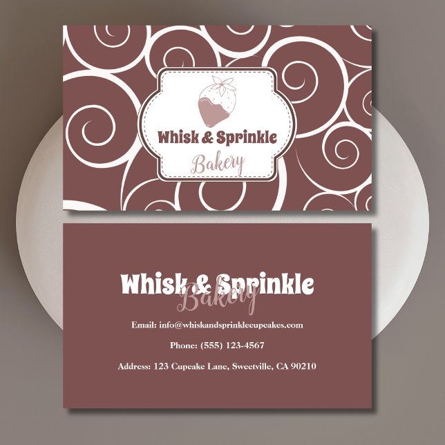 Sweet Bakery Store Custom Cakes Chocolates Dessert Business Card (Creator Uploaded)