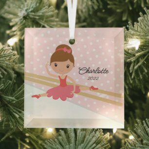 Sweet Ballerina Ballet Dance Christmas Glass Tree Decoration