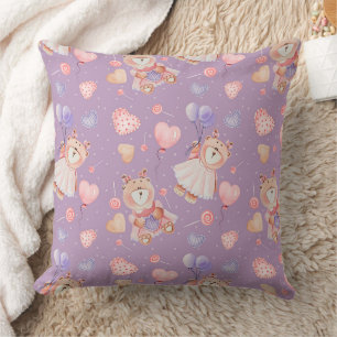 Sweet Ballerina Bear & Balloons Pattern Cushion