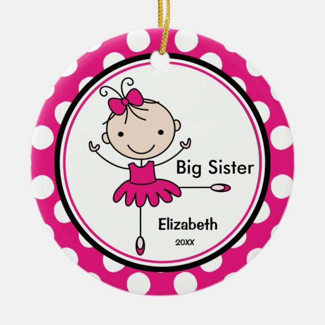 Sweet Ballerina Big Sister Christmas Ornament (Front)