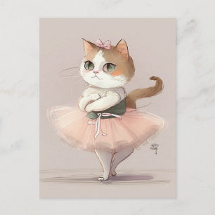 Sweet ballerina kitty postcard