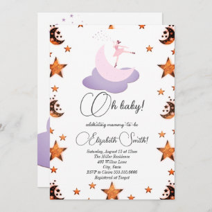 Sweet ballerina moon, baby shower invitation