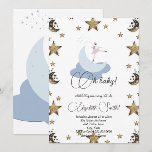 Sweet ballerina moon, baby shower invitation