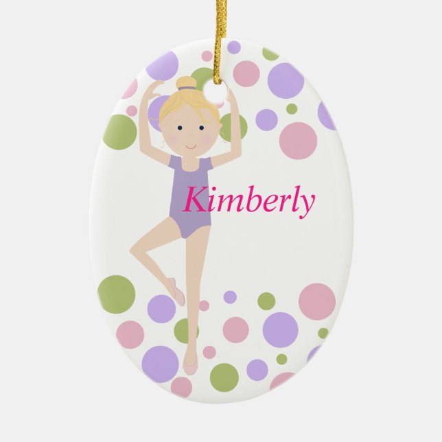 Sweet Ballerina Purple and Pink Ceramic Tree Decoration (Front)
