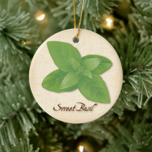Sweet Basil Herb Ceramic Tree Decoration