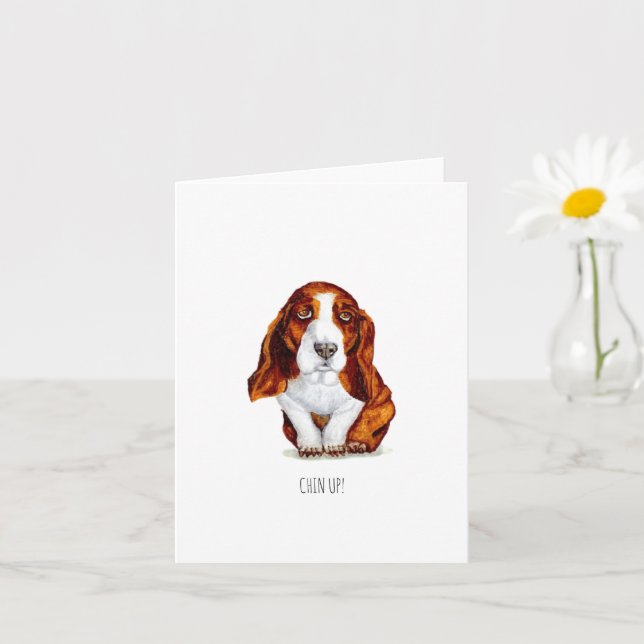 Sweet Basset Hound Chin Up Card (Small Plant)