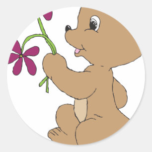 Sweet Bear Art Hand Drawn Baby Brown Bear Art  Classic Round Sticker