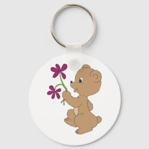Sweet Bear Art Hand Drawn Baby Brown Bear Art Key Ring