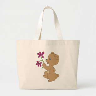 Sweet Bear Art Hand Drawn Baby Brown Bear Art Large Tote Bag