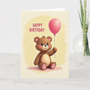 Sweet Bear Balloon Birthday Card