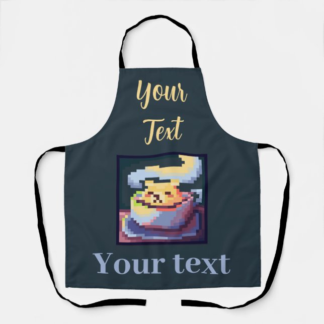 Sweet, bear, Coffee, pixel art Apron (Front)