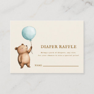 Sweet Bear Diaper Raffle Baby Shower Card