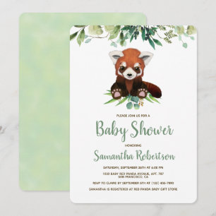 Sweet Bear Greenery Gender Neutral Baby Shower Invitation