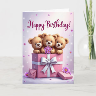 Sweet Bear Trio Birthday Card