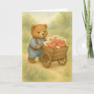 Sweet Bear Valentine Hearts   Whimsical Woodland  Card