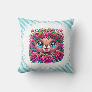 Sweet Bear with Flower Garland Cushion