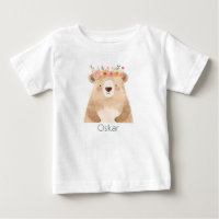 Sweet bear with flowers name - boho