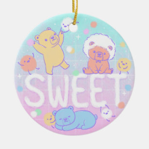 Sweet Bears with Fluffy Monsters Ceramic Tree Decoration