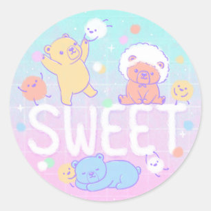 Sweet Bears with Fluffy Monsters Classic Round Sticker