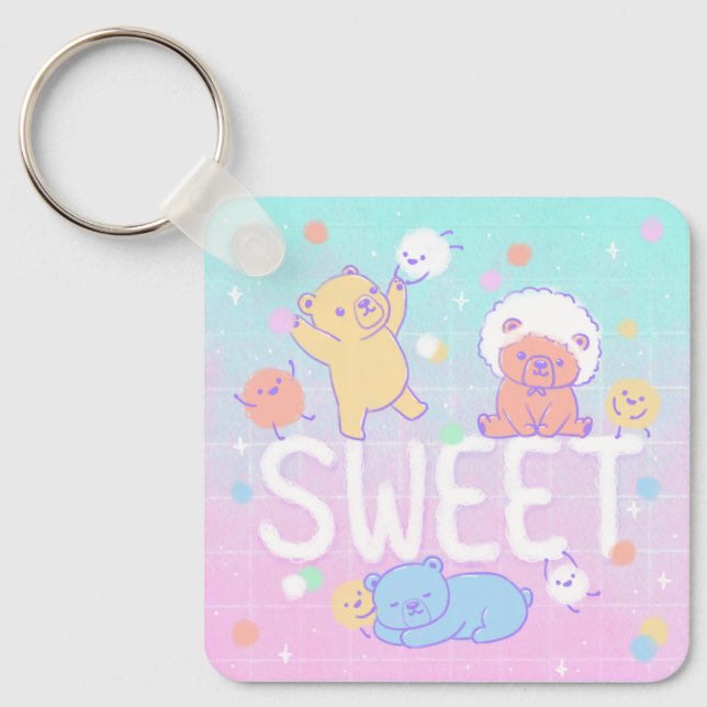 Sweet Bears with Fluffy Monsters Key Ring (Front)