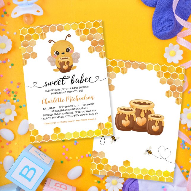 Sweet Bee Baby Shower Honeycombs Neutral Invitation (Sweet Bee Baby Shower Honeycombs Neutral Invitation)