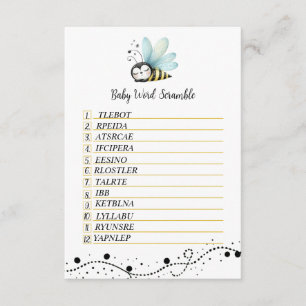 Sweet Bee Baby Word Scramble Enclosure Card