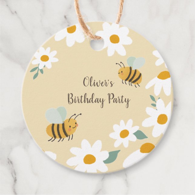 Sweet Bee Birthday Favour Tags (Front)