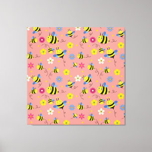 Sweet Bee Blossom Garden Canvas Print
