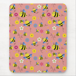 Sweet Bee Blossom Garden Mouse Mat