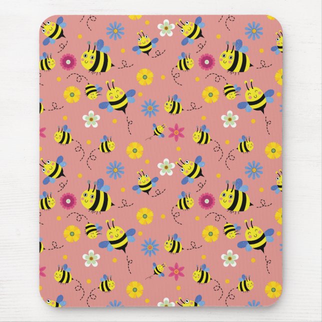Sweet Bee Blossom Garden Mouse Mat (Front)