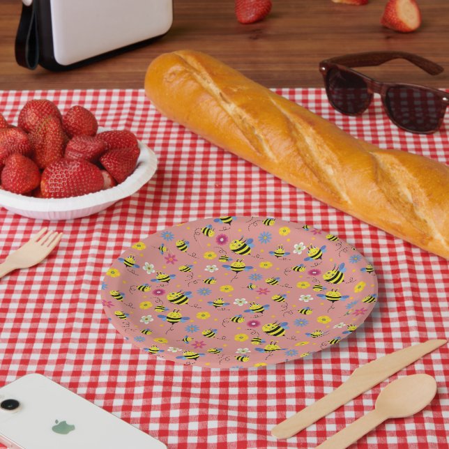 Sweet Bee Blossom Garden Paper Plate (Picnic)