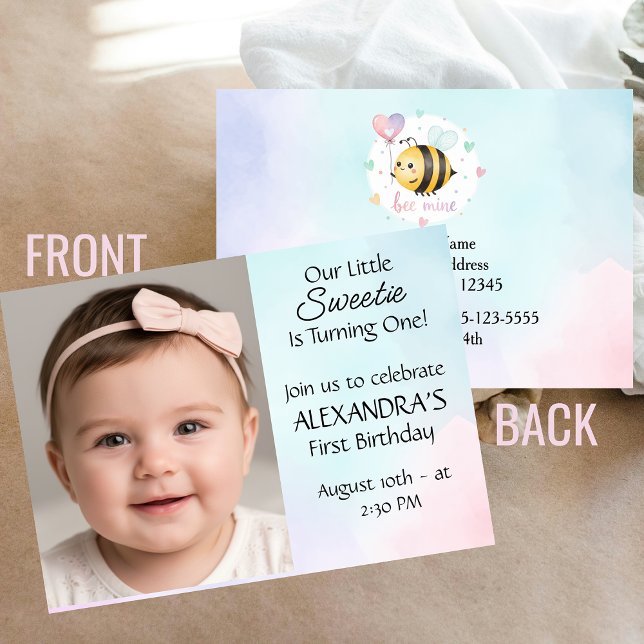 Sweet Bee First Birthday Personalized Invite (Creator Uploaded)