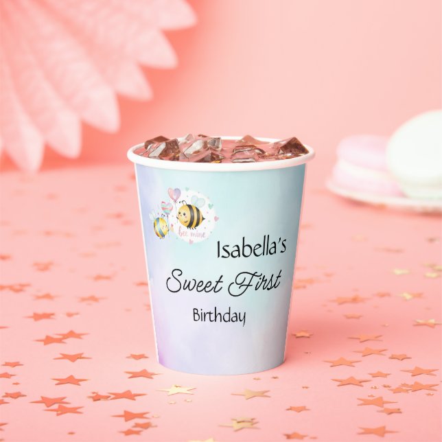 Sweet Bee First Birthday Personalized  Paper Cups (Insitu)