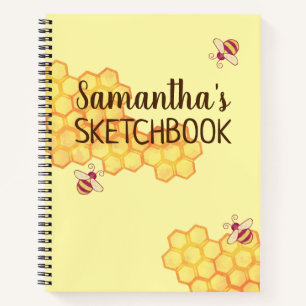 Sweet Bee Honeycomb Custom Sketchbook Notebook
