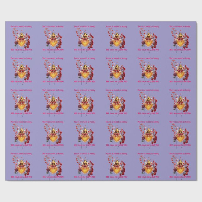 Sweet BEE mine-BEE lieve me i love you Wrapping Paper (Flat)