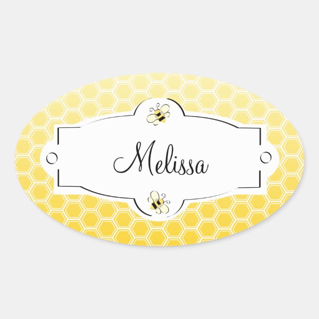Sweet Bee Oval Sticker (Front)
