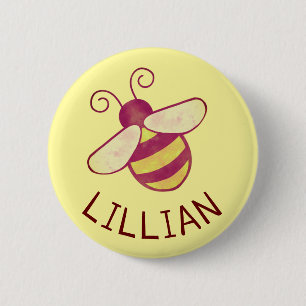 Sweet Bee Personalised Name Button