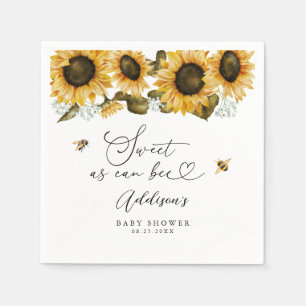 Sweet Bee Sunflowers Baby Shower Napkin