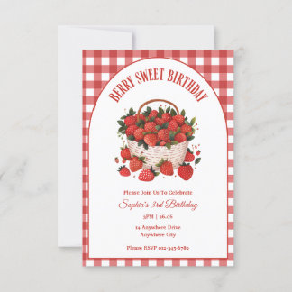 Sweet Berry Birthday Strawberry Party Invitation