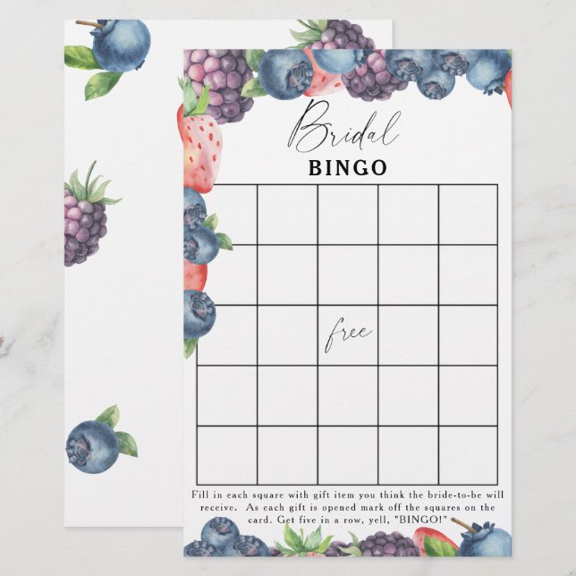 Sweet berry - Bridal shower bingo game (Front/Back)