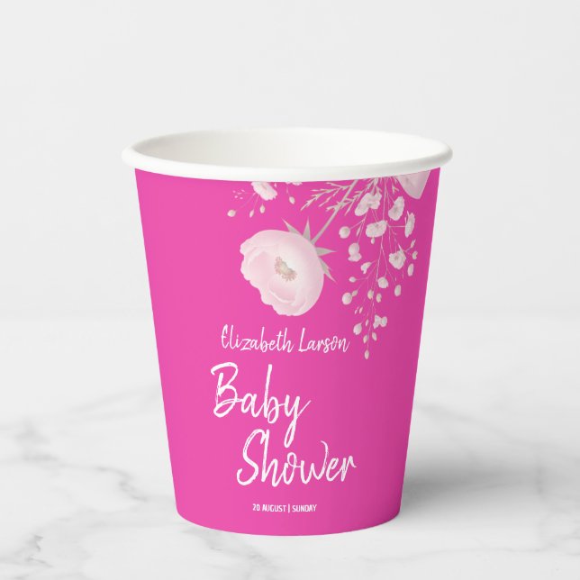 Sweet Berry Color Wild Flower Baby Shower Paper Cups (Front)