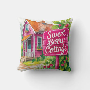 "Sweet Berry Cottage" Raspberry Farmhouse Cushion