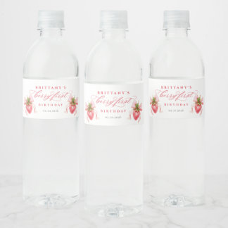 Sweet Berry First Birthday Water Bottle Labels