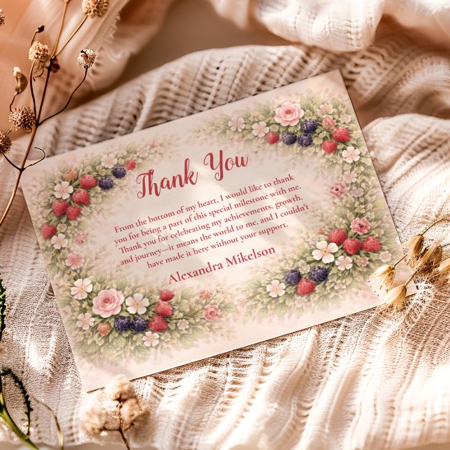 Sweet Berry Garden 1st Birthday Thank You Card (Creator Uploaded)