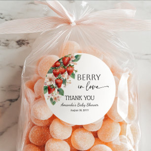 Sweet Berry in Love Strawberry Bridal Shower Classic Round Sticker