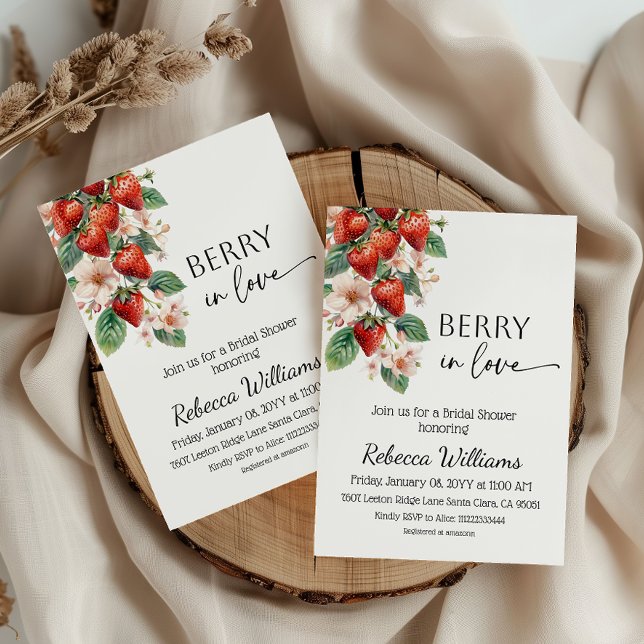 Sweet Berry in Love Strawberry Bridal Shower Invitation (Creator Uploaded)