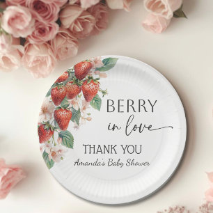 Sweet Berry in Love Strawberry Bridal Shower Paper Plate